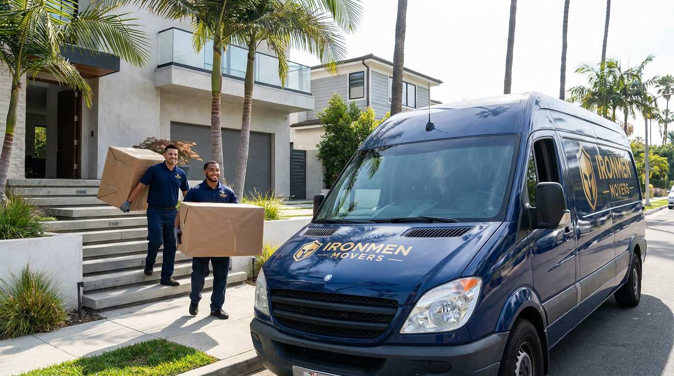 Ironmen Moving team with branded truck in Los Angeles