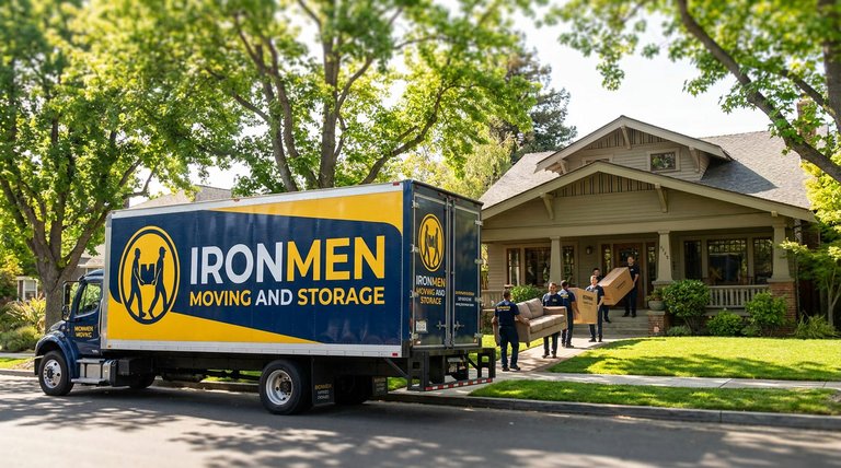 Ironmen Moving and Storage crew wrapping furniture during a local residential move in the Bay Area