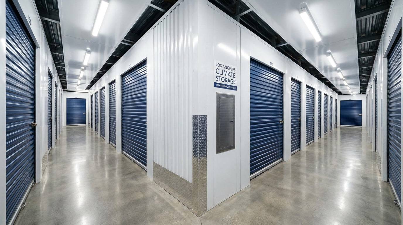 Clean climate-controlled storage units interior at Ironmen Moving and Storage in Los Angeles