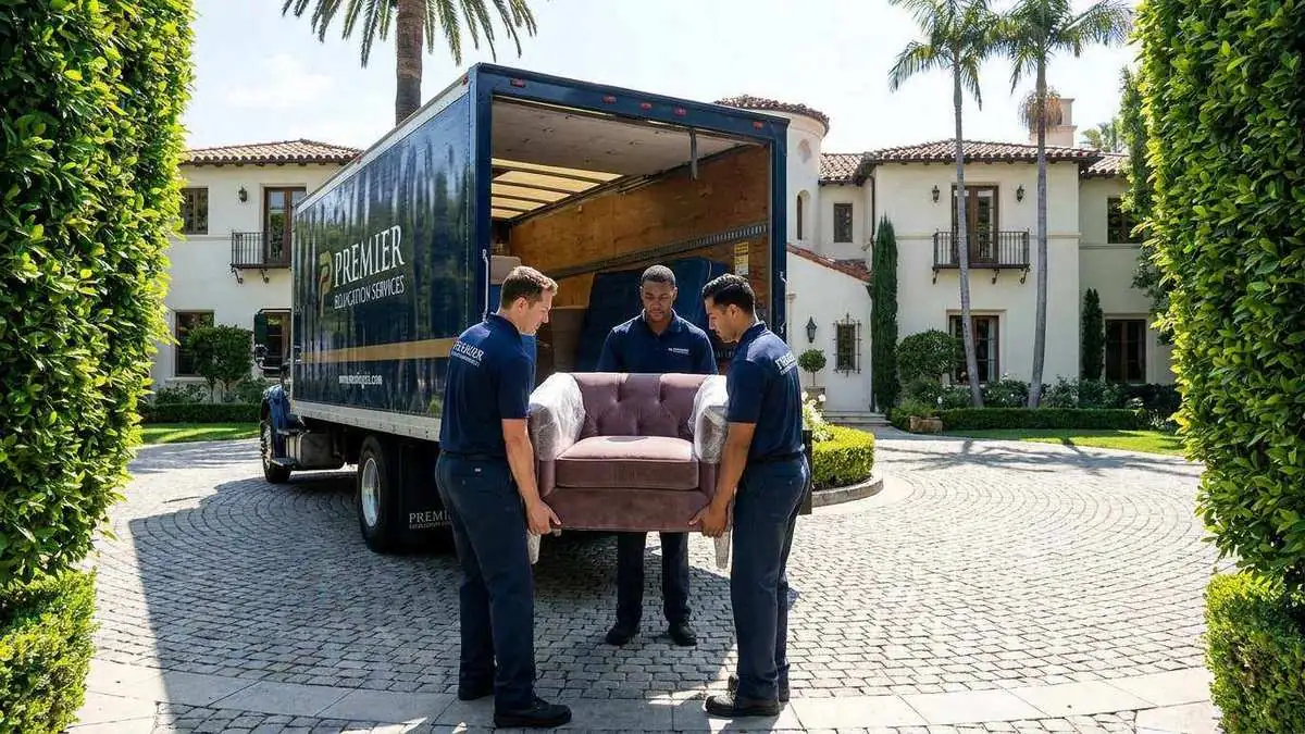 Beverly Hills luxury home neighborhood with white glove moving crew
