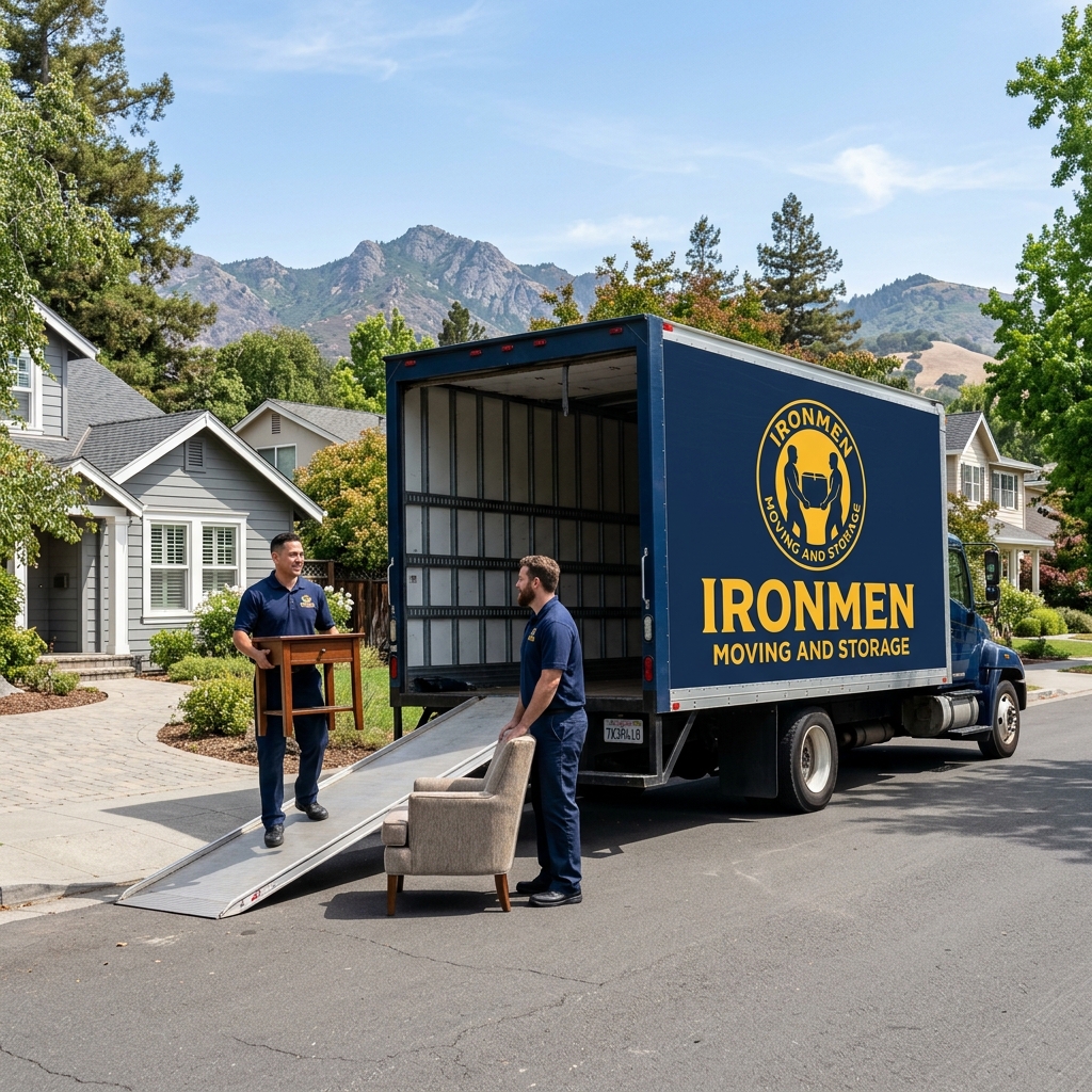 Ironmen Moving and Storage professional movers loading a customer's belongings in Concord, California