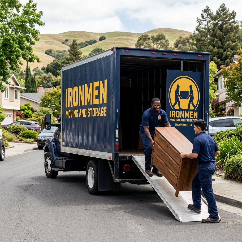 Ironmen Moving and Storage professional movers loading a customer's belongings in Hayward, California