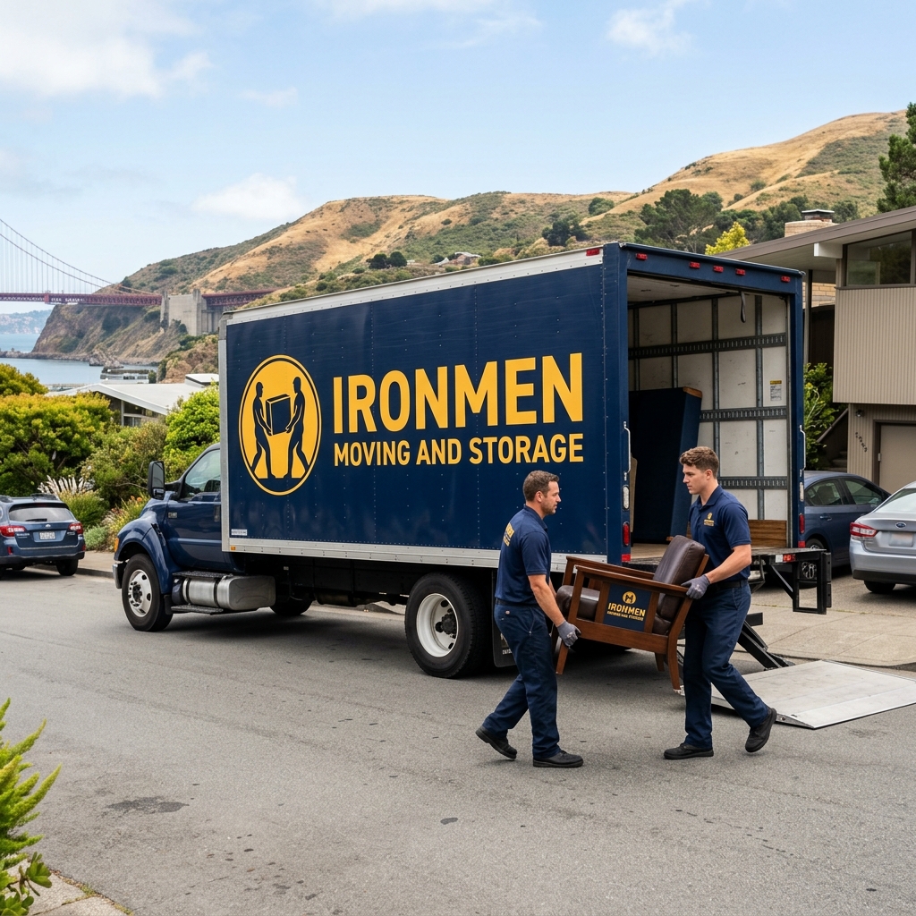 Ironmen Moving and Storage professional movers loading a customer's belongings in Marin County, California