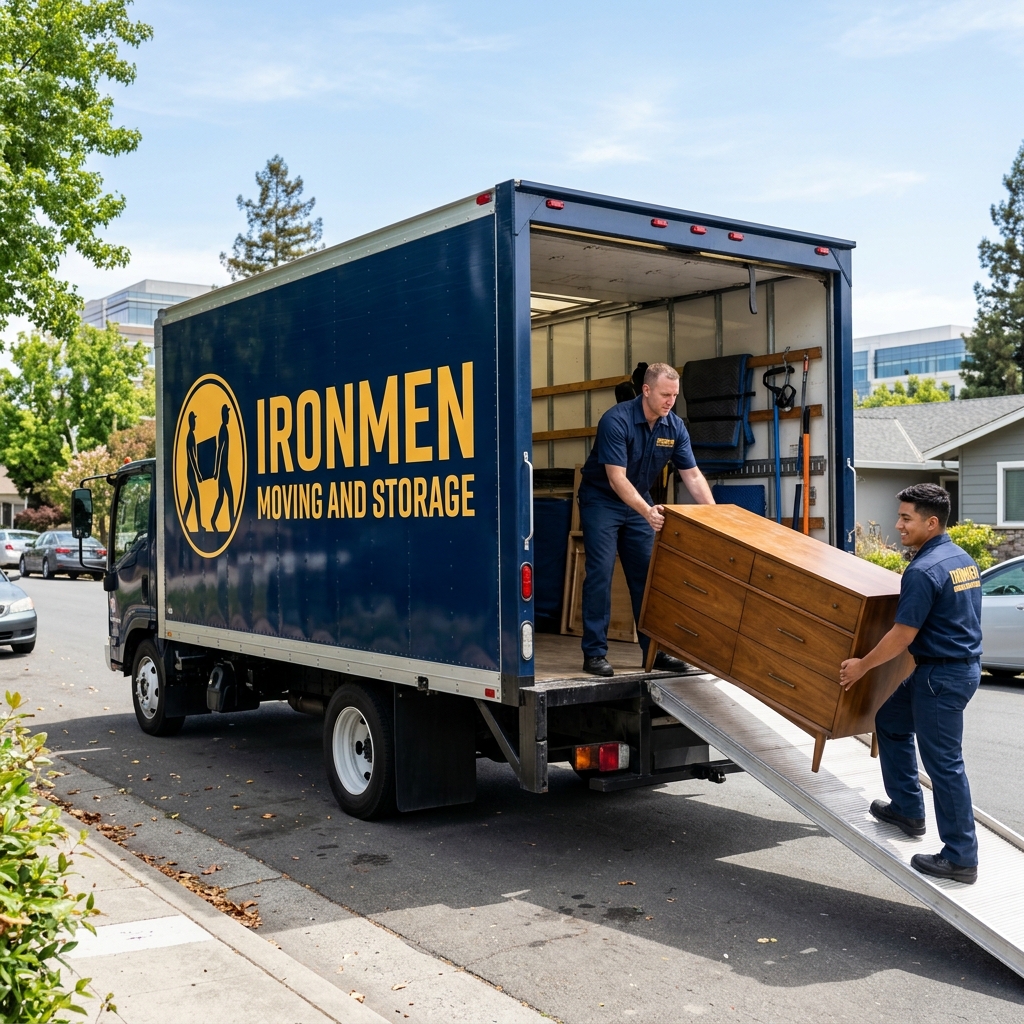 Ironmen Moving and Storage professional movers loading a customer's belongings in Mountain View, California