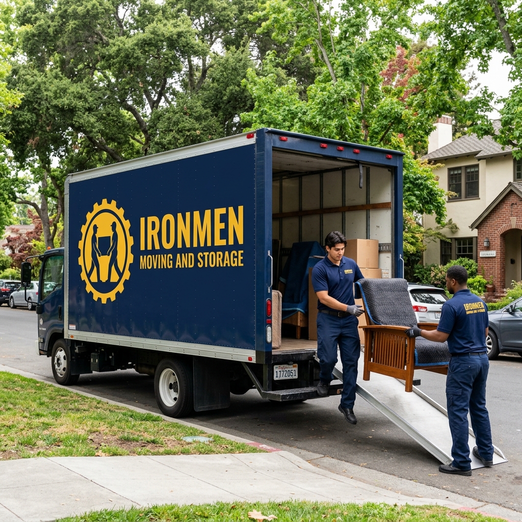 Ironmen Moving and Storage professional movers loading a customer's belongings in Palo Alto, California