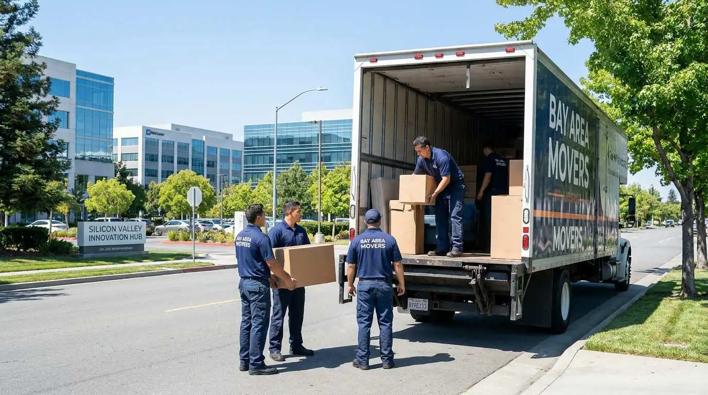 San Jose downtown skyline with Ironmen branded moving truck