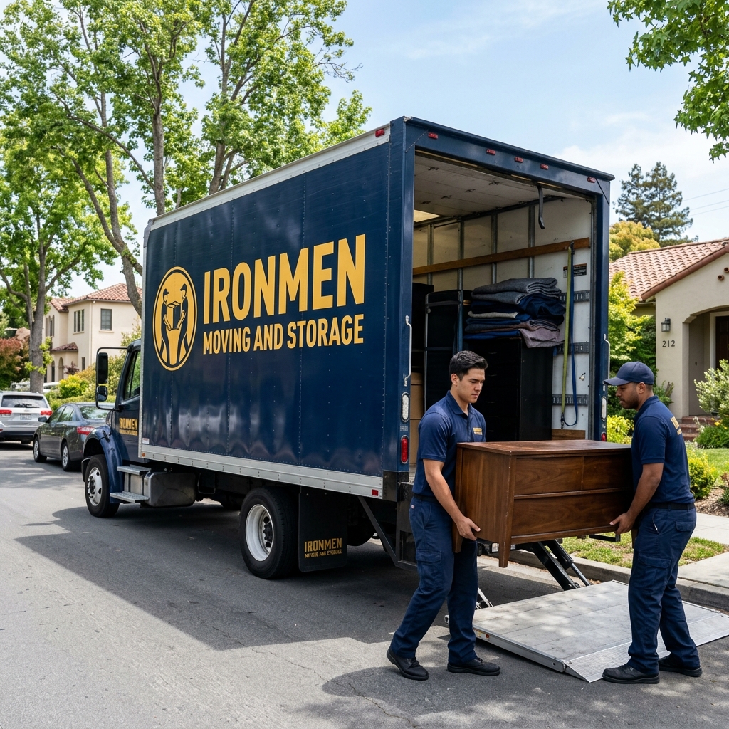 Ironmen Moving and Storage professional movers loading a customer's belongings in San Mateo, California