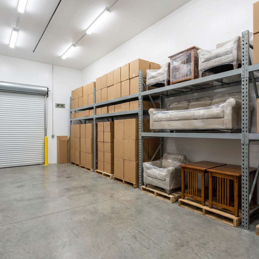 Clean climate-controlled storage facility with organized storage units at Ironmen Moving and Storage in Los Angeles